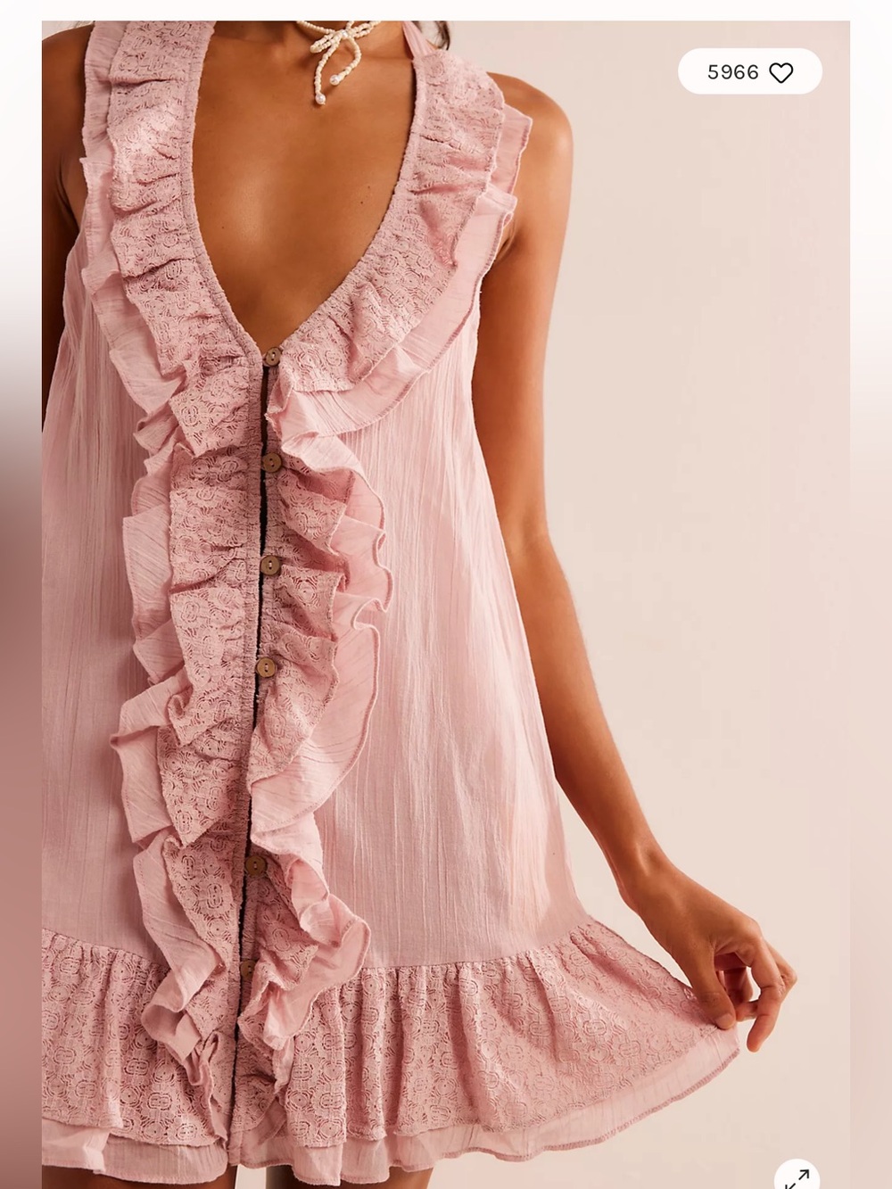 Free People Misa Tunic Ruffles Halter Open Back Mini Dress S